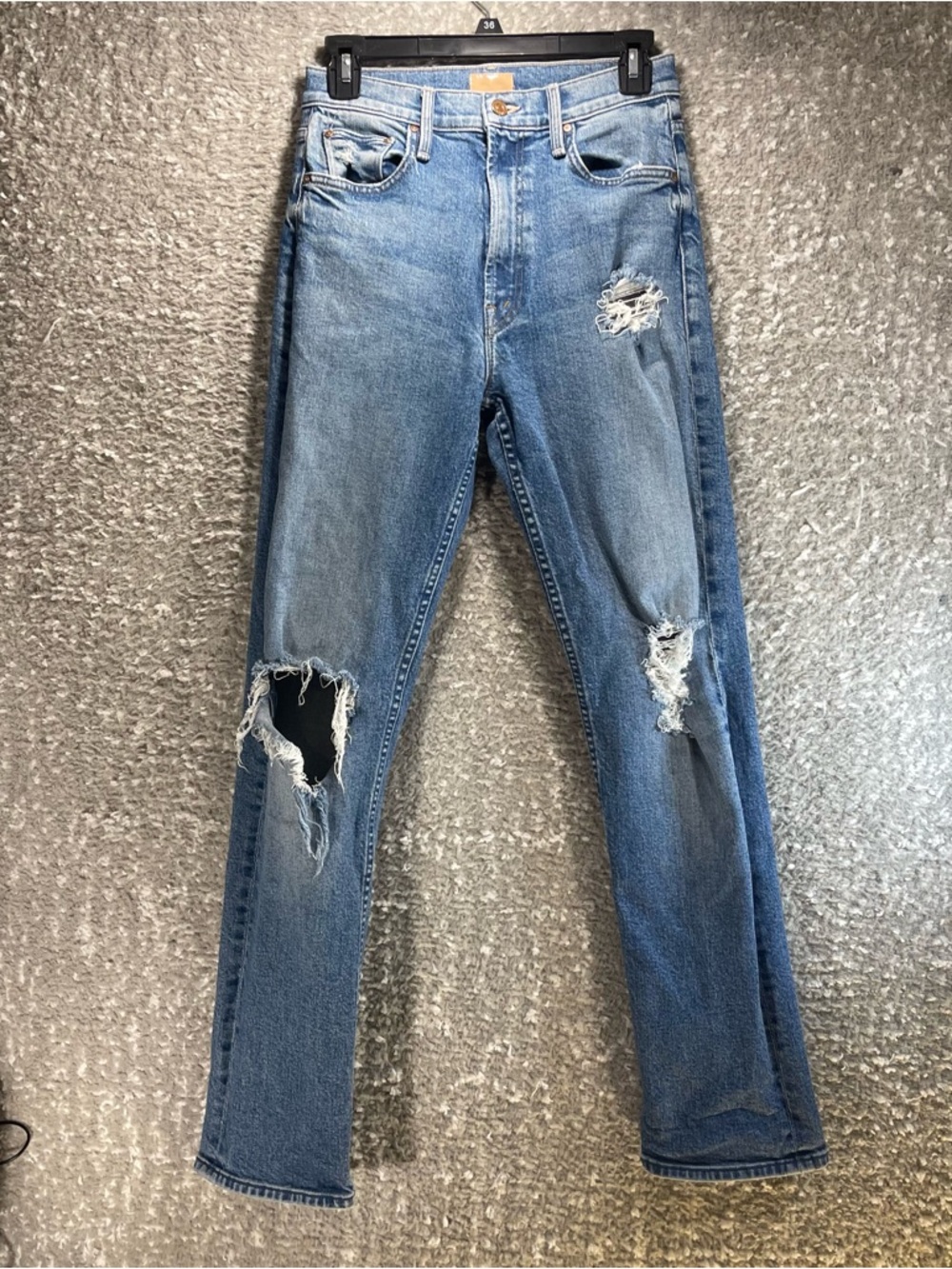 Mother High Waisted Rider Skimp Bloom & Doom Jeans Women 27 Distressed Denim USA